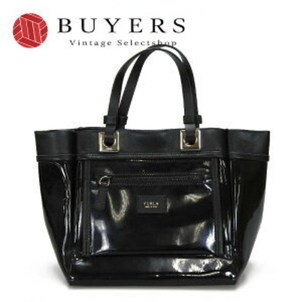 Furla handbag Patent Vernis leather black